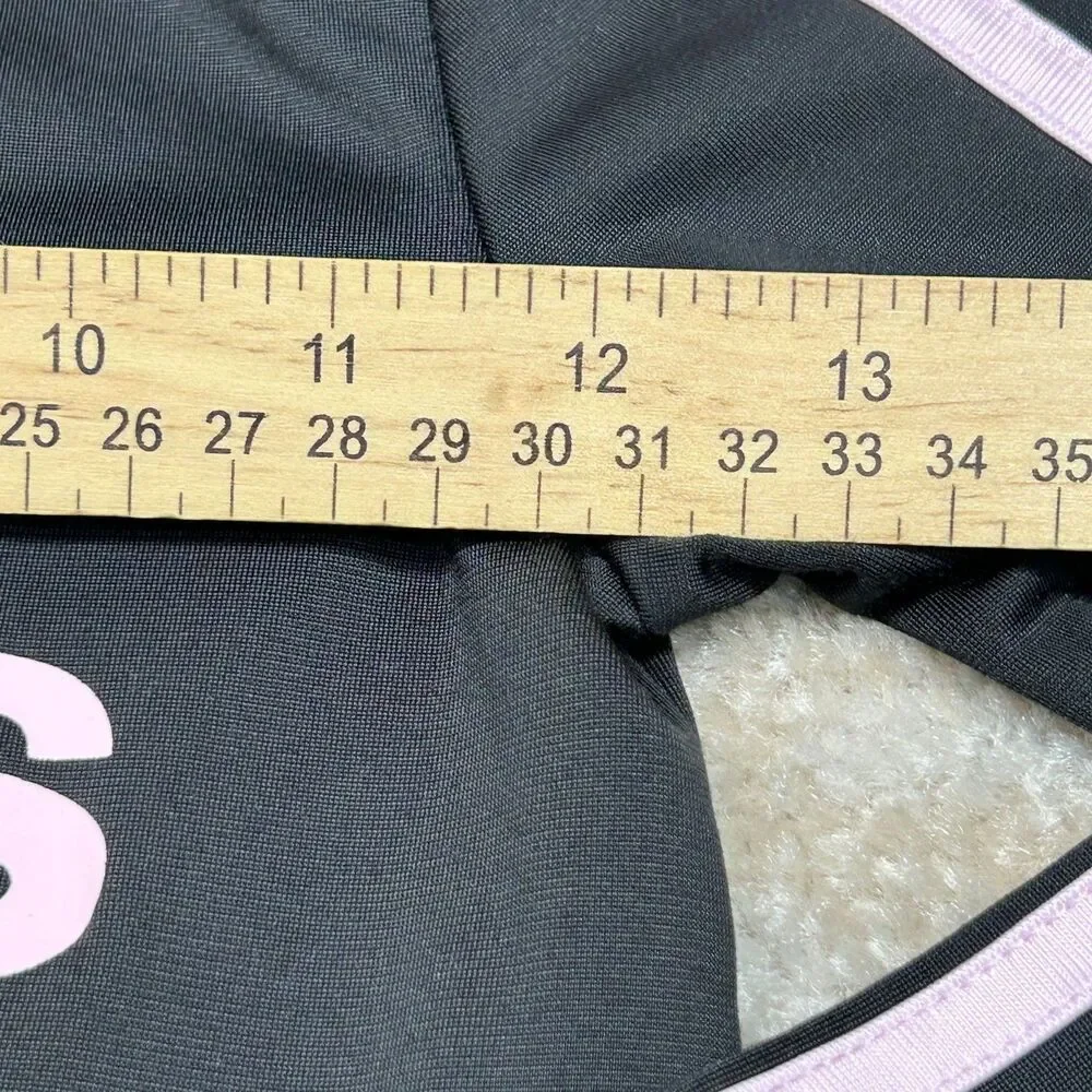 Adidas Track Jacket Girls 5 Black Pink Logo Full Zip Athletic Warm Up Striped